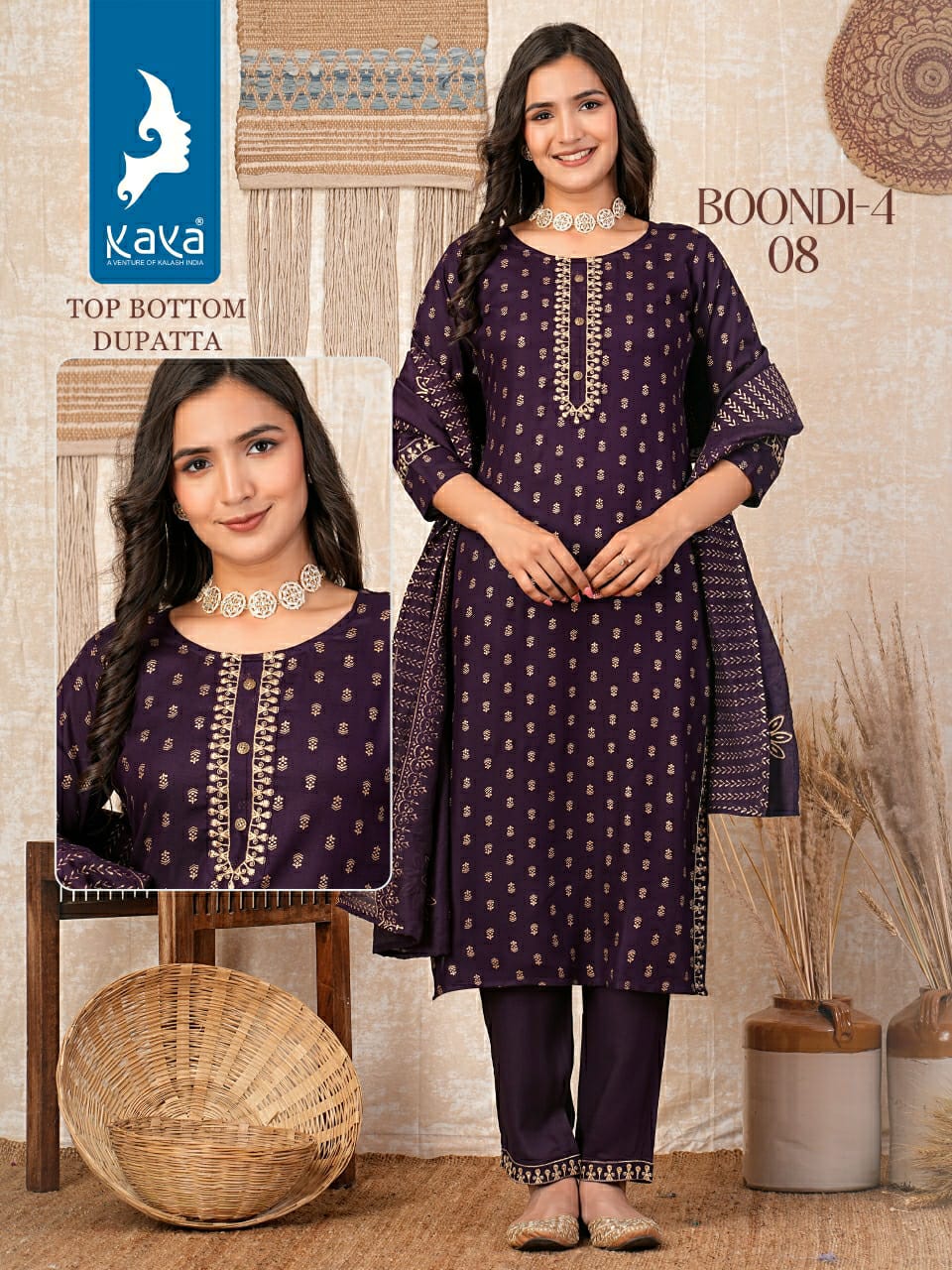 Boondi 4 By Kaya Straight Cut Rayon Printed Kurti With Bottom Dupatta Wholesalers In Delhi
